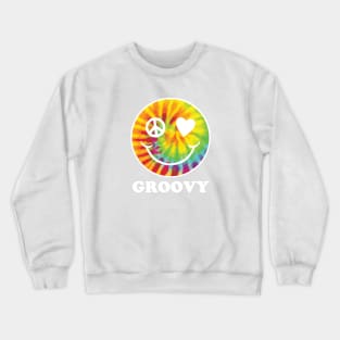 Groovy Tie-Dye Emoji - Funny Vintage Hippie Shirts for Emoji Lovers Crewneck Sweatshirt